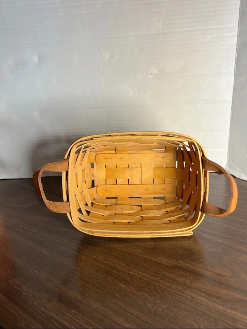 Longaberger basket with leather handles -1998